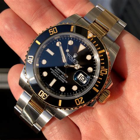 rolex submariner replica black gold and silver|rolex submariner two tone black.